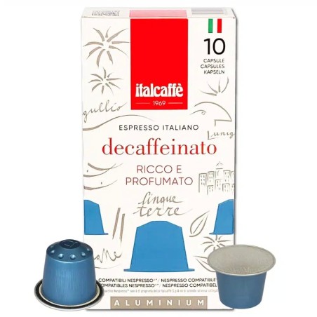 Capsule caffè Espresso Decaffeinato Italcaffè in alluminio 10x5g Nespresso compatibili| Espresso Italiano