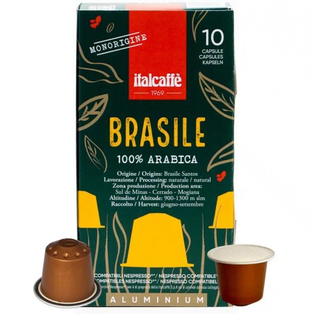 100 Capsules Café Brésil Santos Compatibles Nespresso Italcaffe Espres